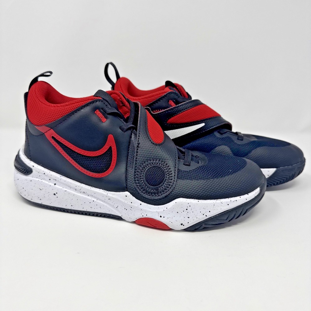 Nike Team Hustle D11 Shoes Youth Size 6.5Y Black Red Basketball Strap DV8996-003